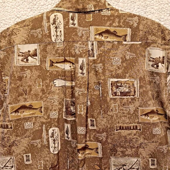 Roundtree Yorke Mens XL Fly-Fishing All Over Print Button Up Shirt - Picture 7 of 14